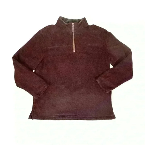 London Fog Collection Mens 2XL Burgandy Pullover Fleece Sherpa Lined 1/4 Zip Up - Picture 2 of 8